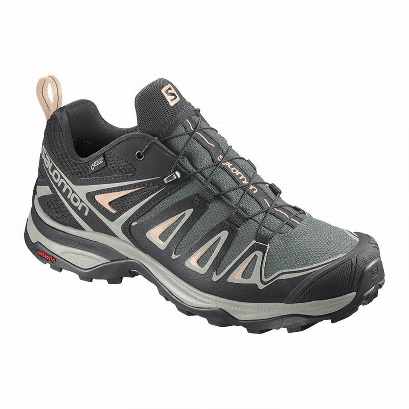 SALOMON X ULTRA 3 GORE-TEX Philippines - Women's Hiking Shoes - Green/Grey | 436850-UHP